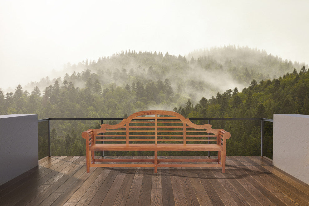Teak Wood Lutyens Quadruple Outdoor Patio Bench, 8 Foot