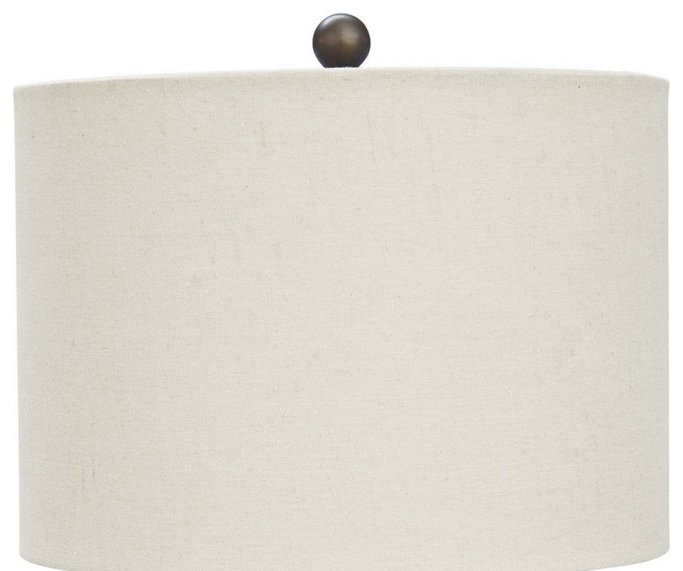 Benzara BM230981 Armillary Metal Base Table Lamp fabric Shade, White/Bronze