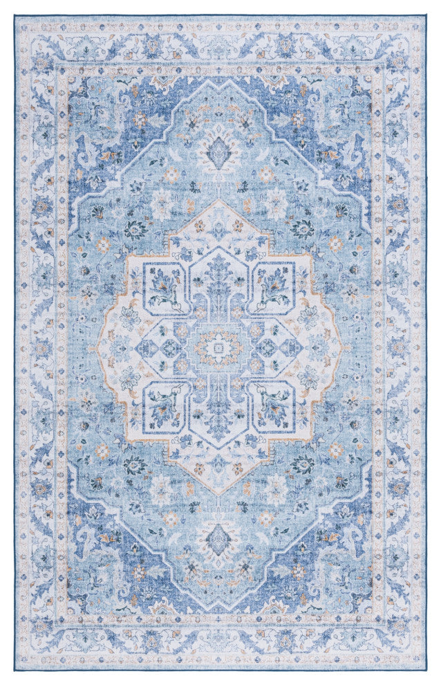 Safavieh Tucson TSN118 Rug Machine-Washable, Light Blue/Blue, 4'x6'