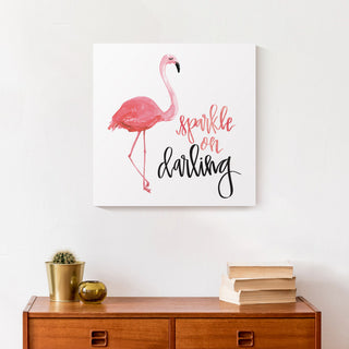 Flamingo Sparkle On Darling 16x16 Canvas Wall Art