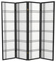 6' Tall Double Cross Shoji Screen, Black, 4 Panels