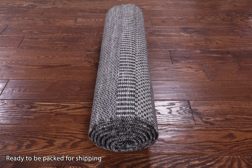 2' 7" X 10' 2" Hand Knotted Savannah Grass Wool and Silk Runner Rug Q11964