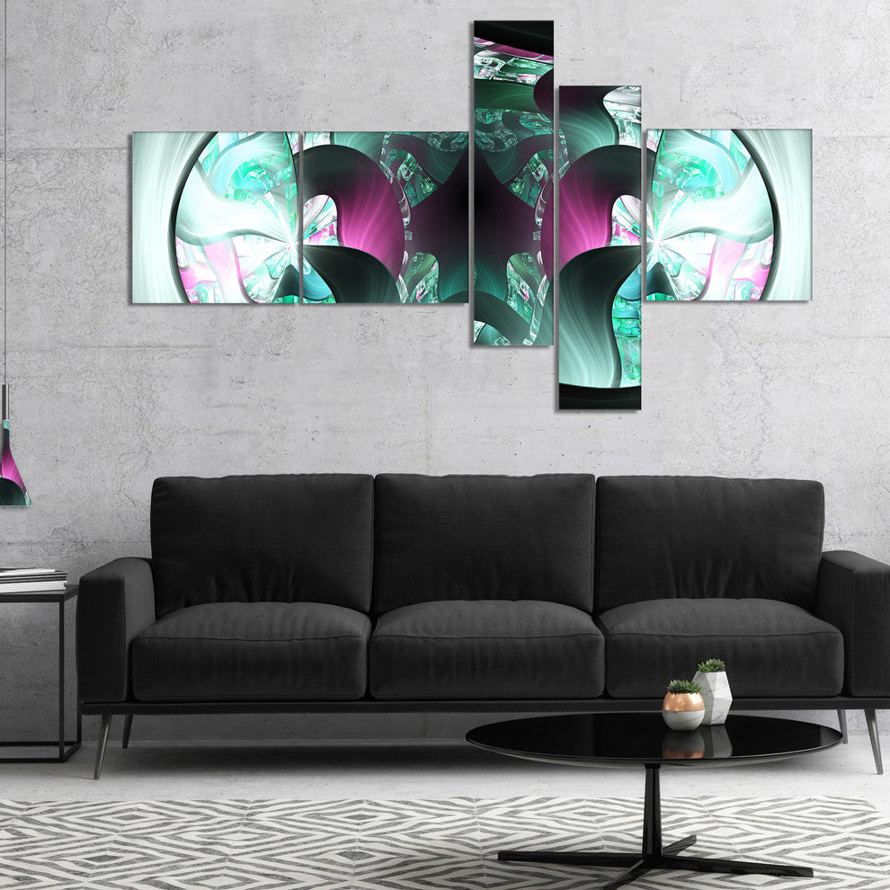 Gray Capsule in Plasma, Abstract Canvas Art Print, 60"x32", 5 panels