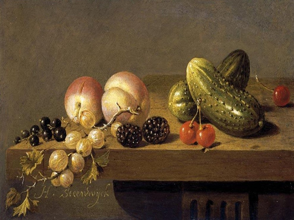 Tile Mural, Still Life With Gherkins By Herman Van Steenwijck Ceramic, Matte