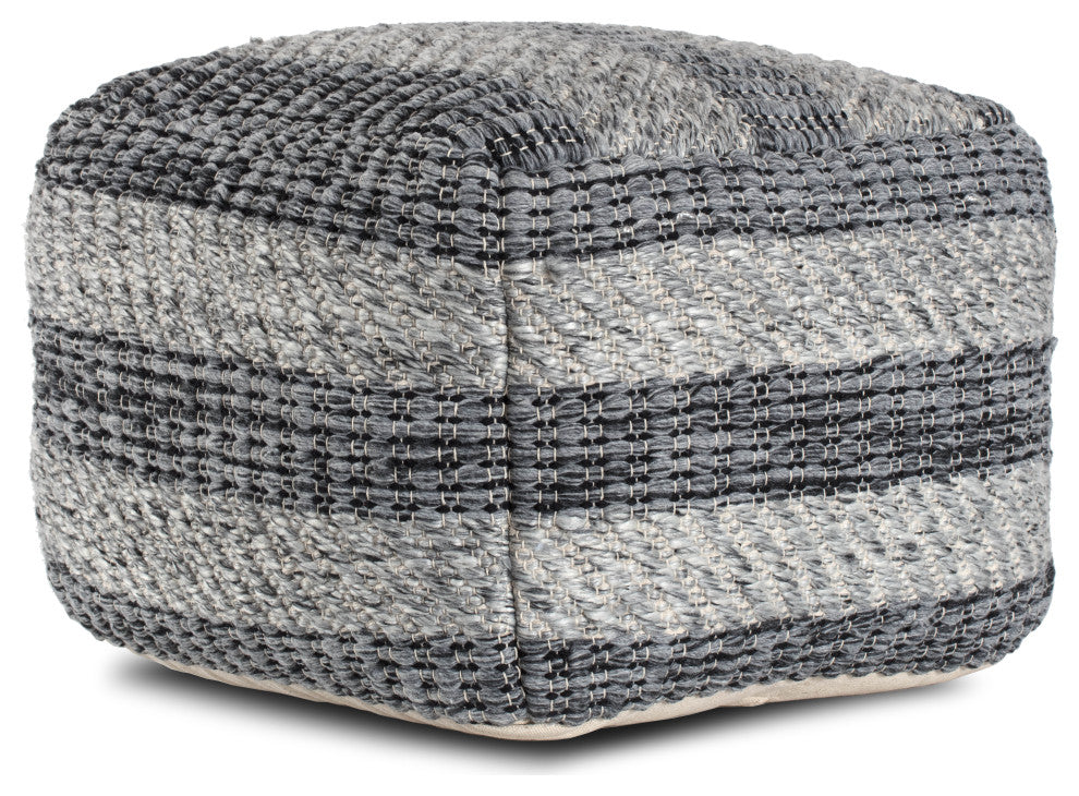 I Got Stripes 24"x24"x17" Gray Pouf