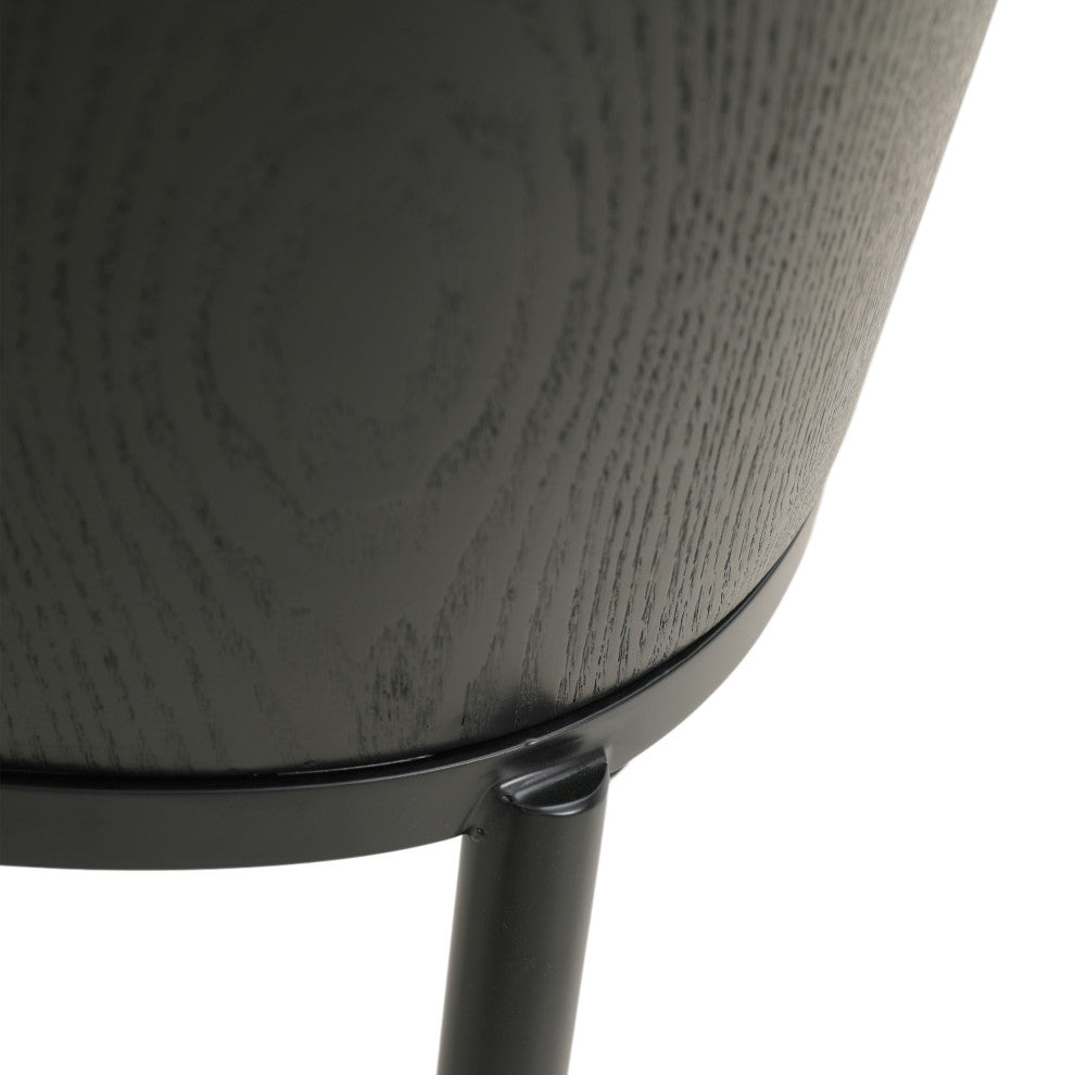 LeisureMod Tule Dining Side Chair With Upholstered Seat and Steel Frame, Black/Charcoal
