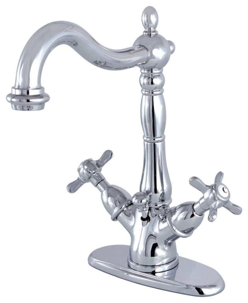 Two-Handle Bathroom Faucet, Brass Pop-Up, Polished Chrome