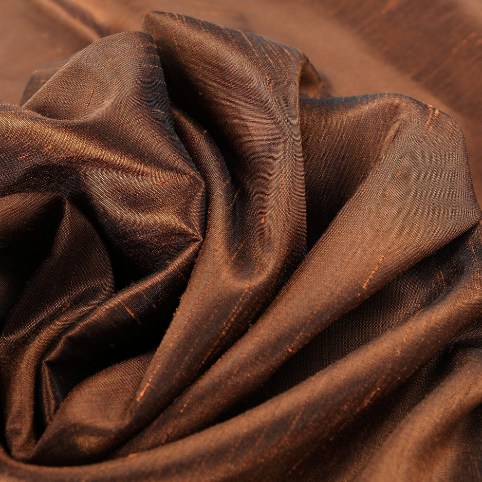 Copper Kettle Vintage Textured Faux Dupioni Silk Swatch Sample, 4W X 4L