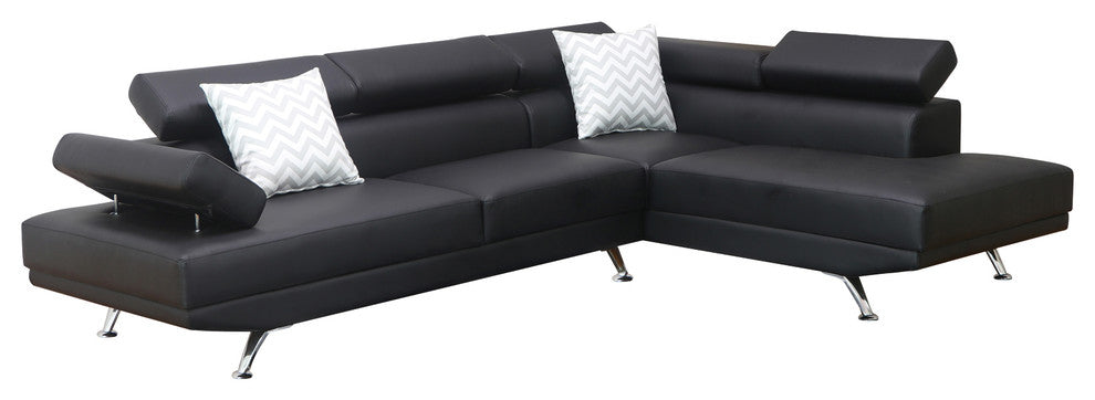 Kensley 2-Piece Sectional Sofa Set, Black, Right-facing