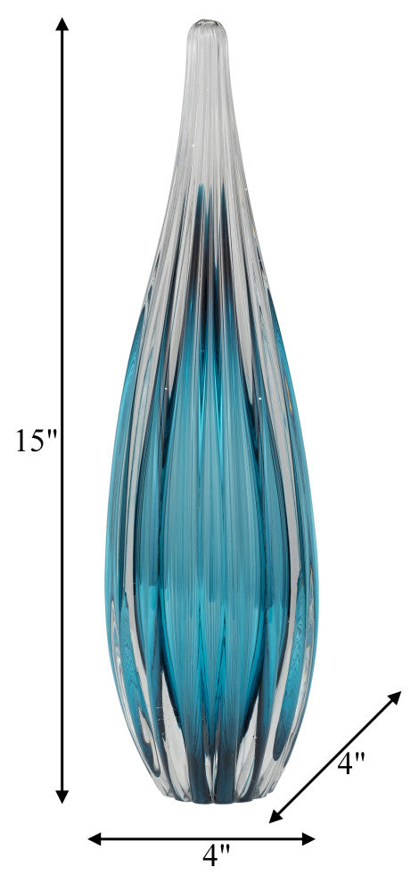 Glass, 15" Paperweight Teal