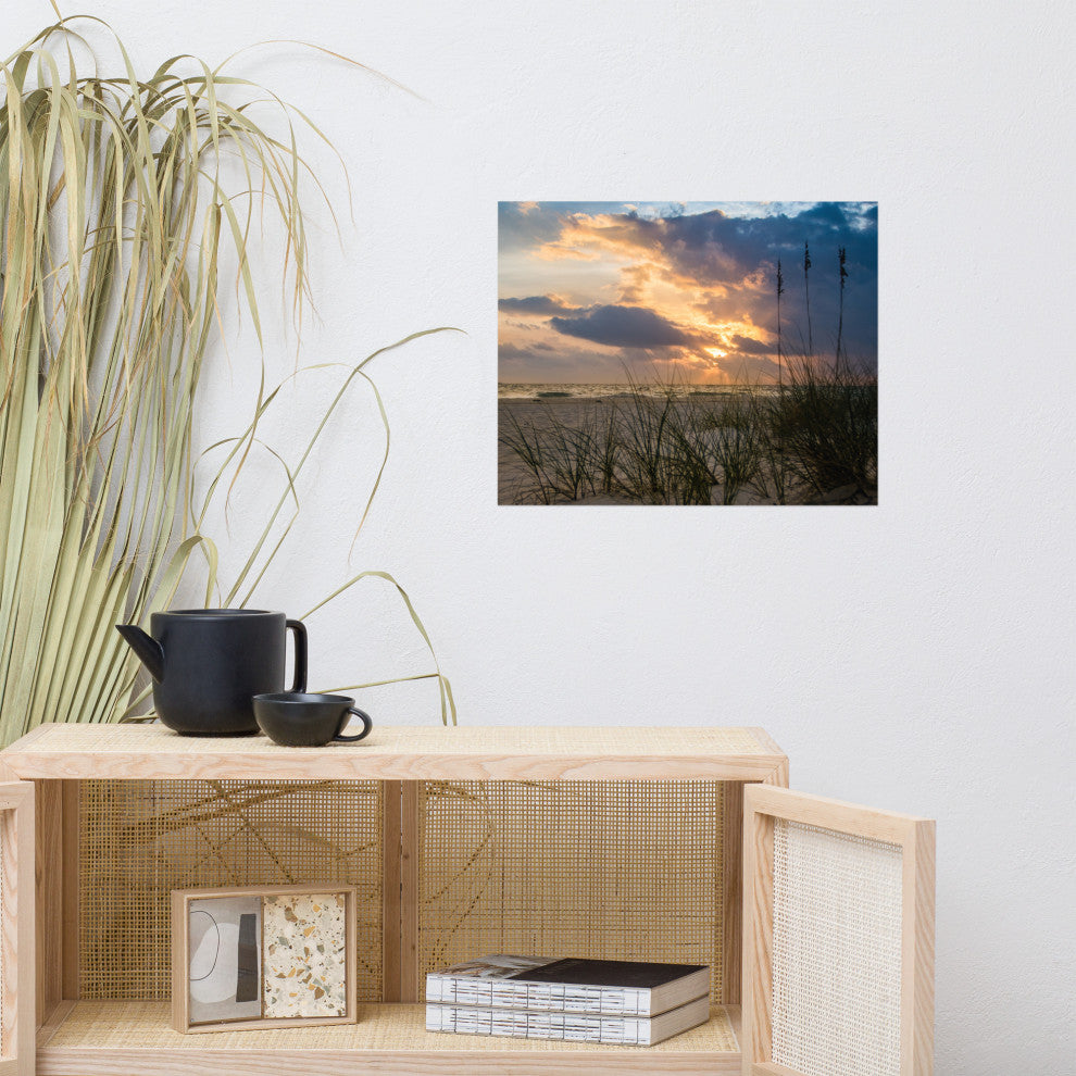 Coastal Style Wall Decor: Anna Maria Island Cloudy Beach Sunset 2 Print, 16" X 20"