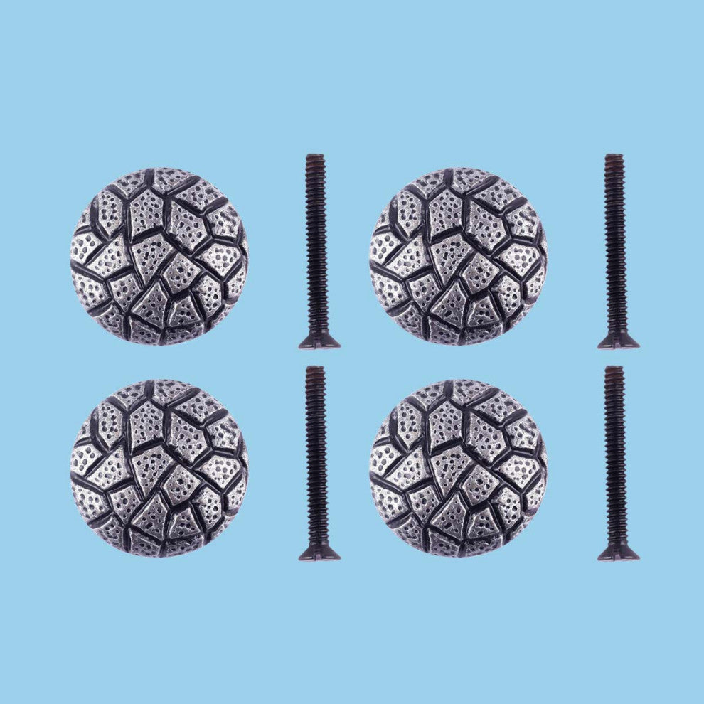 Round Cabinet Knob"Cobble Stone Design" Iron Pewter Finish Pack of 4