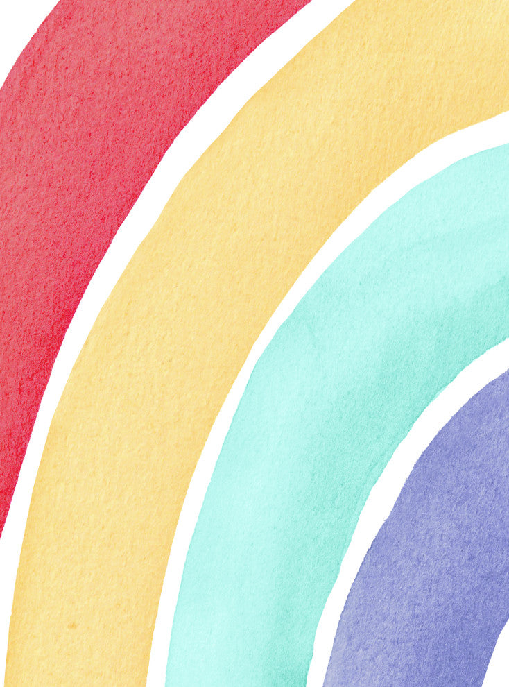 Watercolor Rainbow Vinyl Wall Sticker - Peel and Stick, Red, Medium 48"w X 39"h
