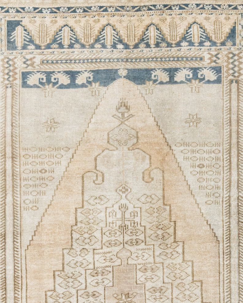 Vintage Beige Turkish Oushak Area Rug, 5'3x9'9