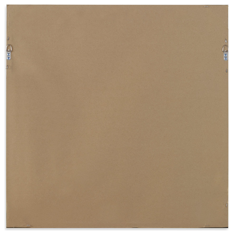 Elegant Silver Square Wall Mirror 28" Metal Thin Frame Sleek Vanity Classic