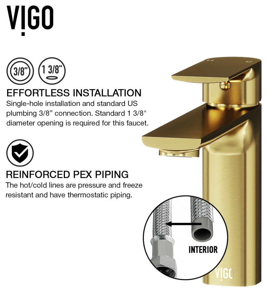 VIGO 6" H Davidson Single Handle Single Hole Faucet, Matte Brushed Gold, Without Extras