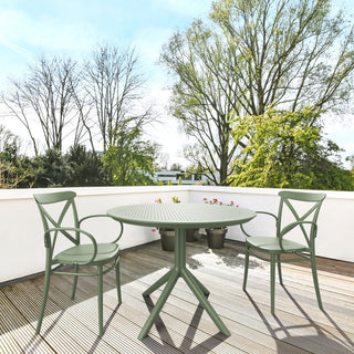 Sky Round Dining Table 42" Black, Olive Green