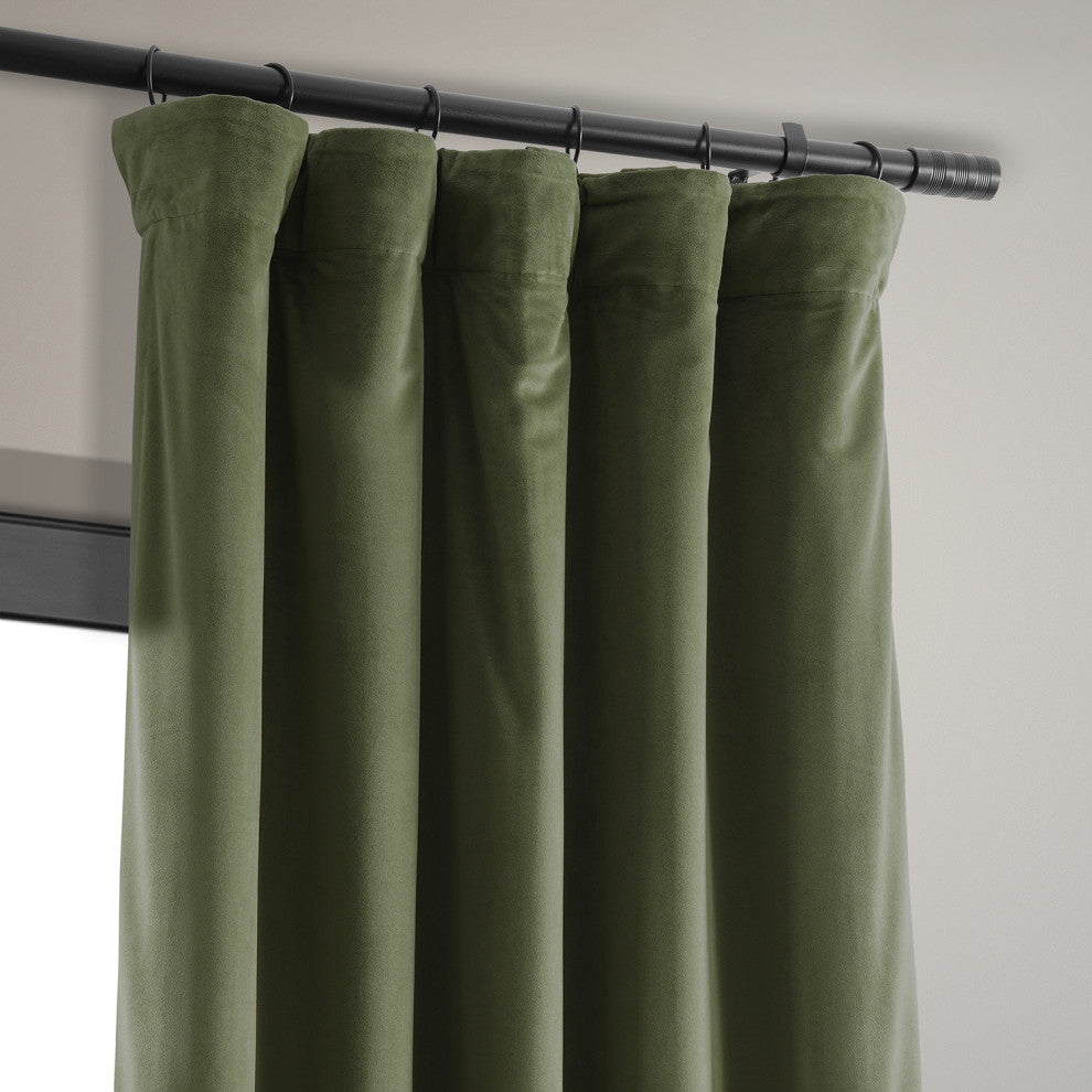 Signature Blackout Velvet Curtain Single Panel, Hunter Green, 50"x108"