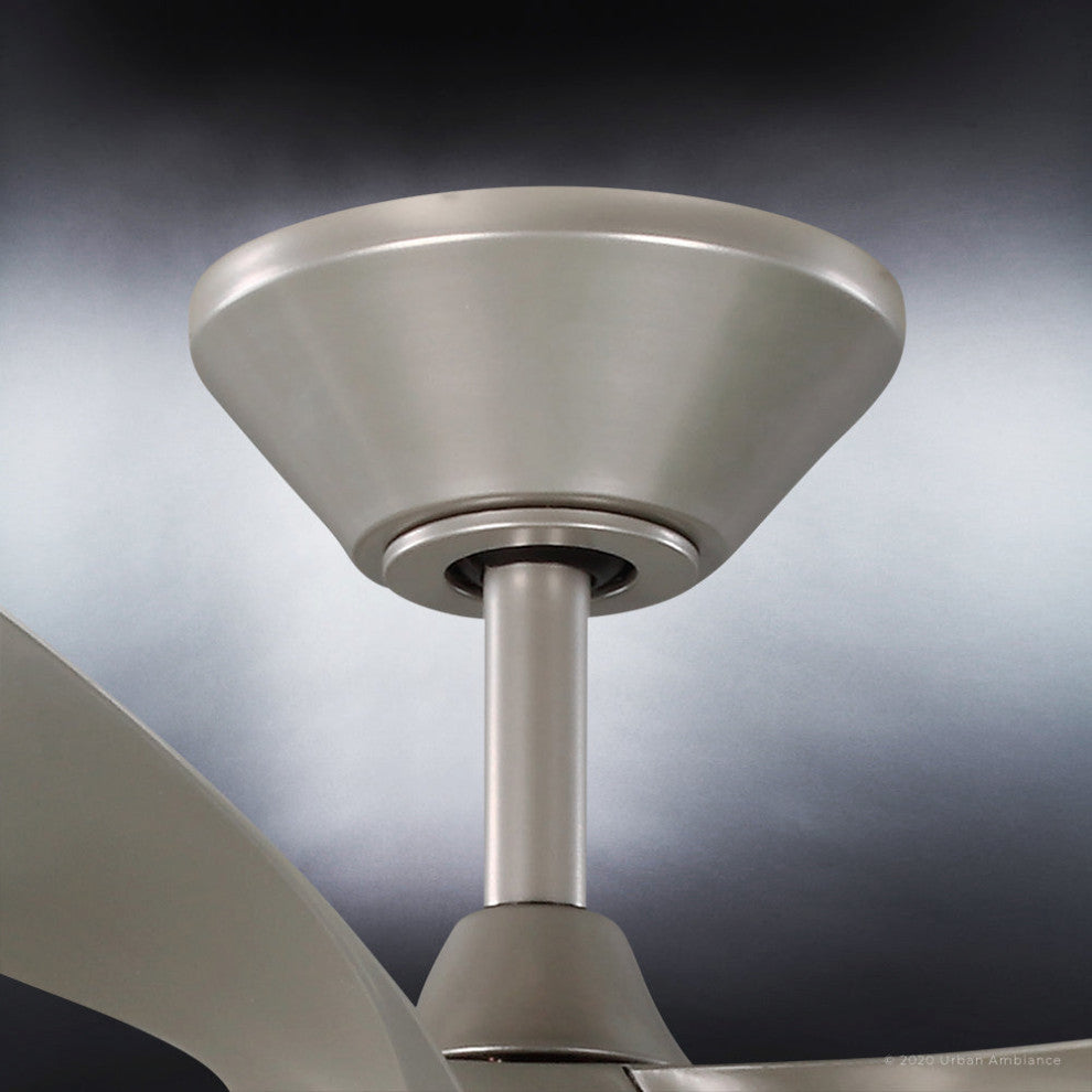 Luxury Transitional Ceiling Fan, Hand-Painted Silver