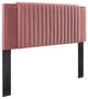 Felicity Channel Tufted Performance Velvet Twin Headboard, Dusty Rose