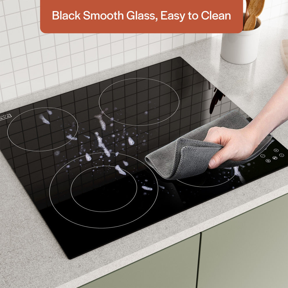 Built-in 24" 4 Elements Smooth Surface, Radiant Black Electric Cooktop