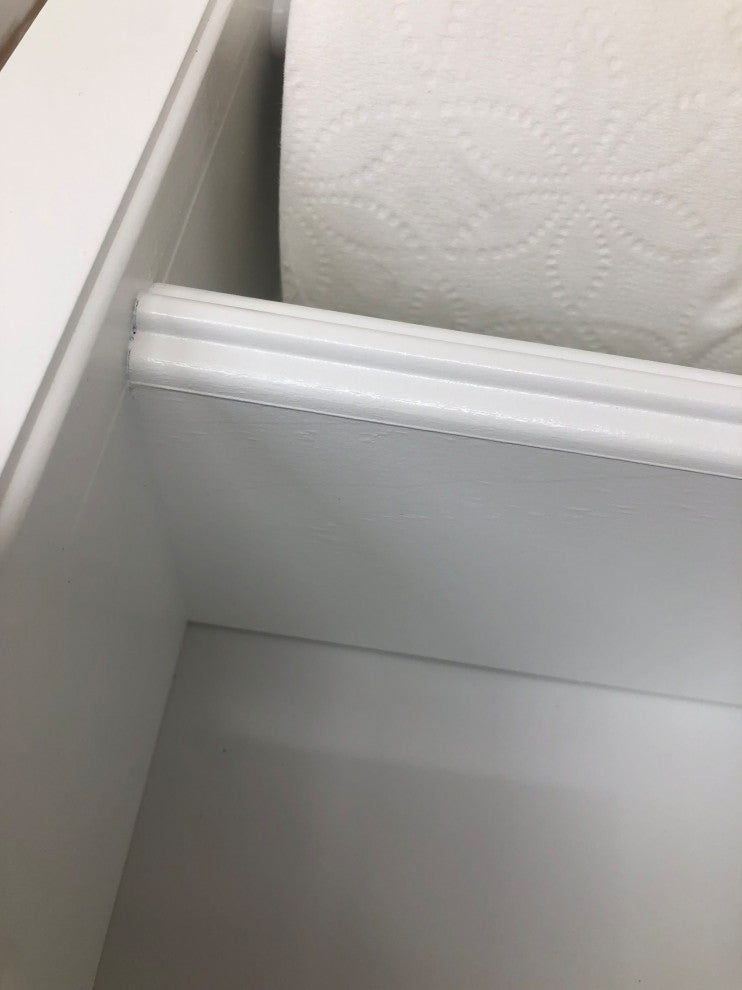 Hyacinth Wood Recessed Double Toilet Paper Holder With Storage 7x22.25, White Enamel