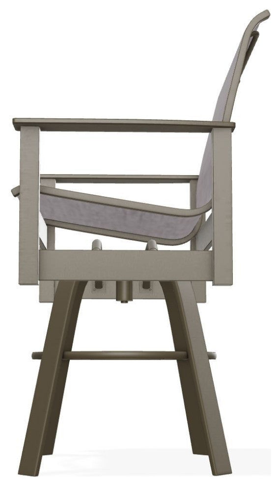 Leeward Sling Bar Height Outdoor Swivel Armchair, Fossil/Beachwood
