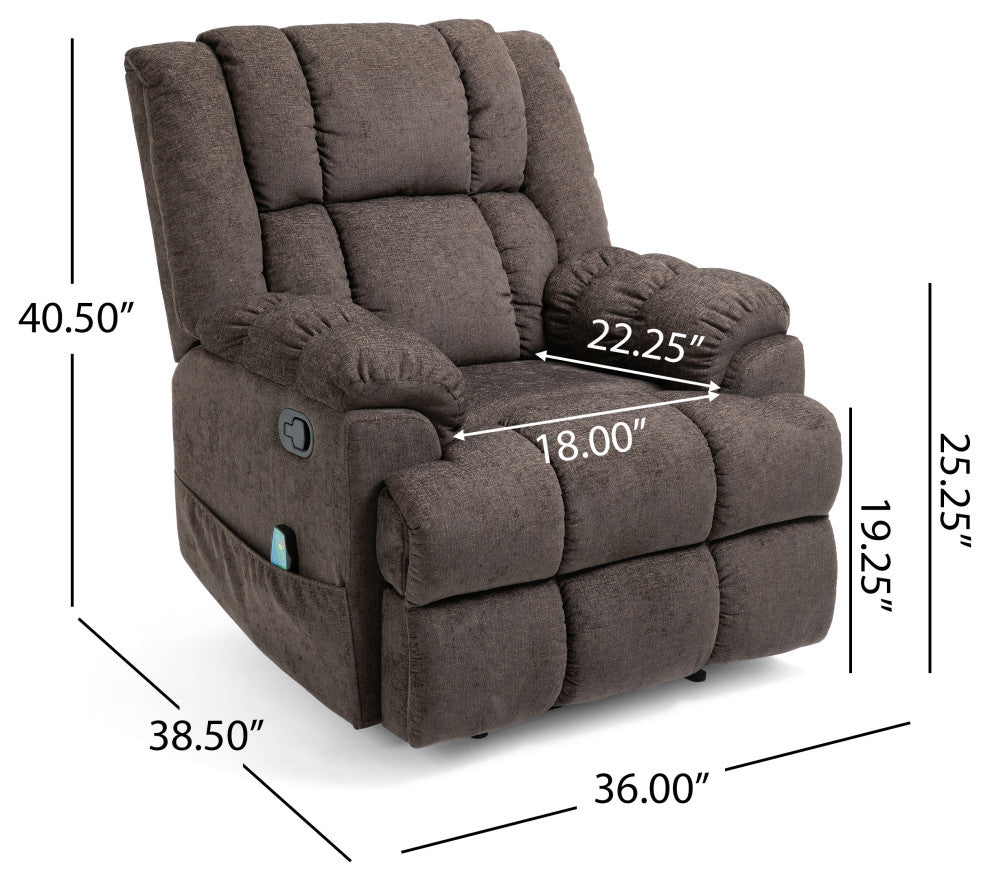Siloam Contemporary Pillow Tufted Massage Recliner