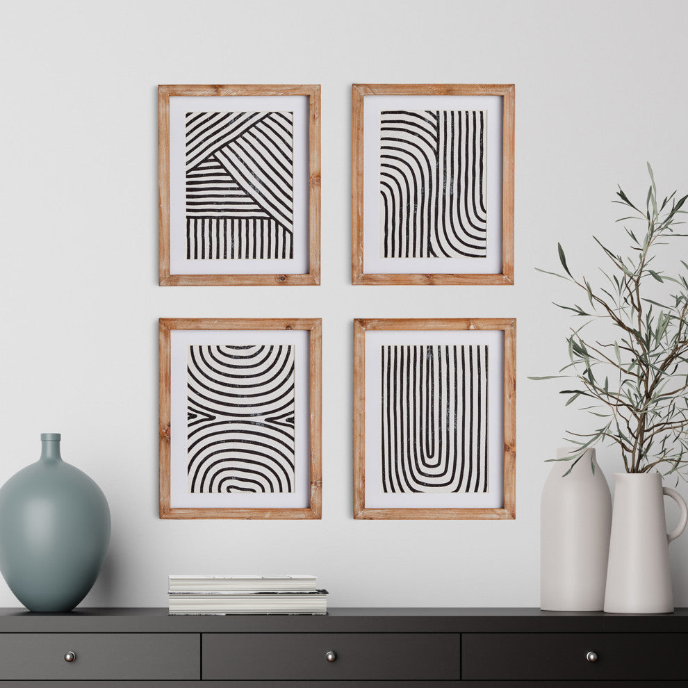 Achromatic Linear Petite Prints, Set of 4