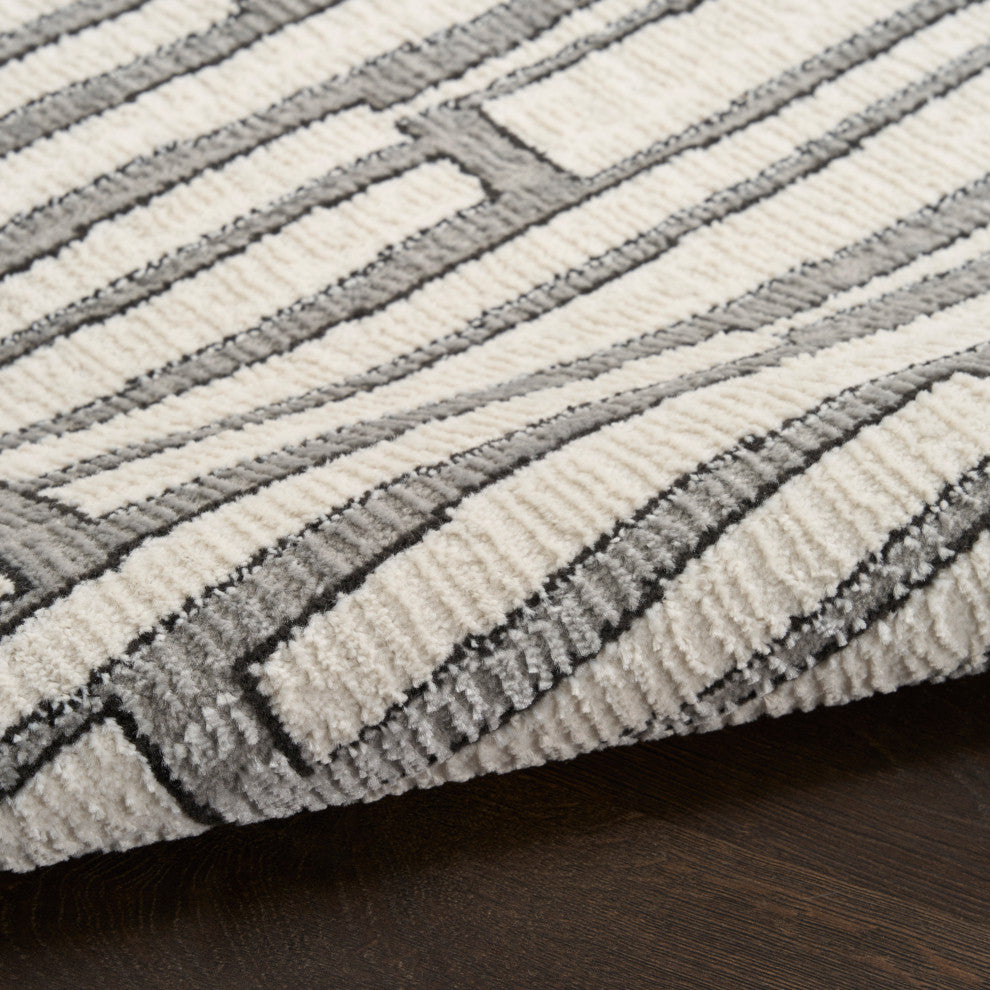 Nourison Nordic 2'' x 6'' Ivory Grey Scandinavian Indoor Rug