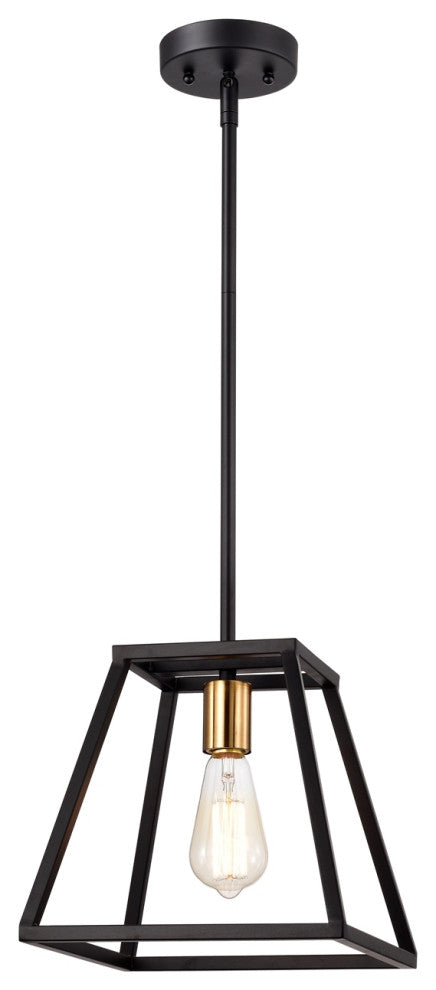 CHLOE Ironclad Industrial 1 Light TexturedBlack MiniPendant CeilingFixture 10" W