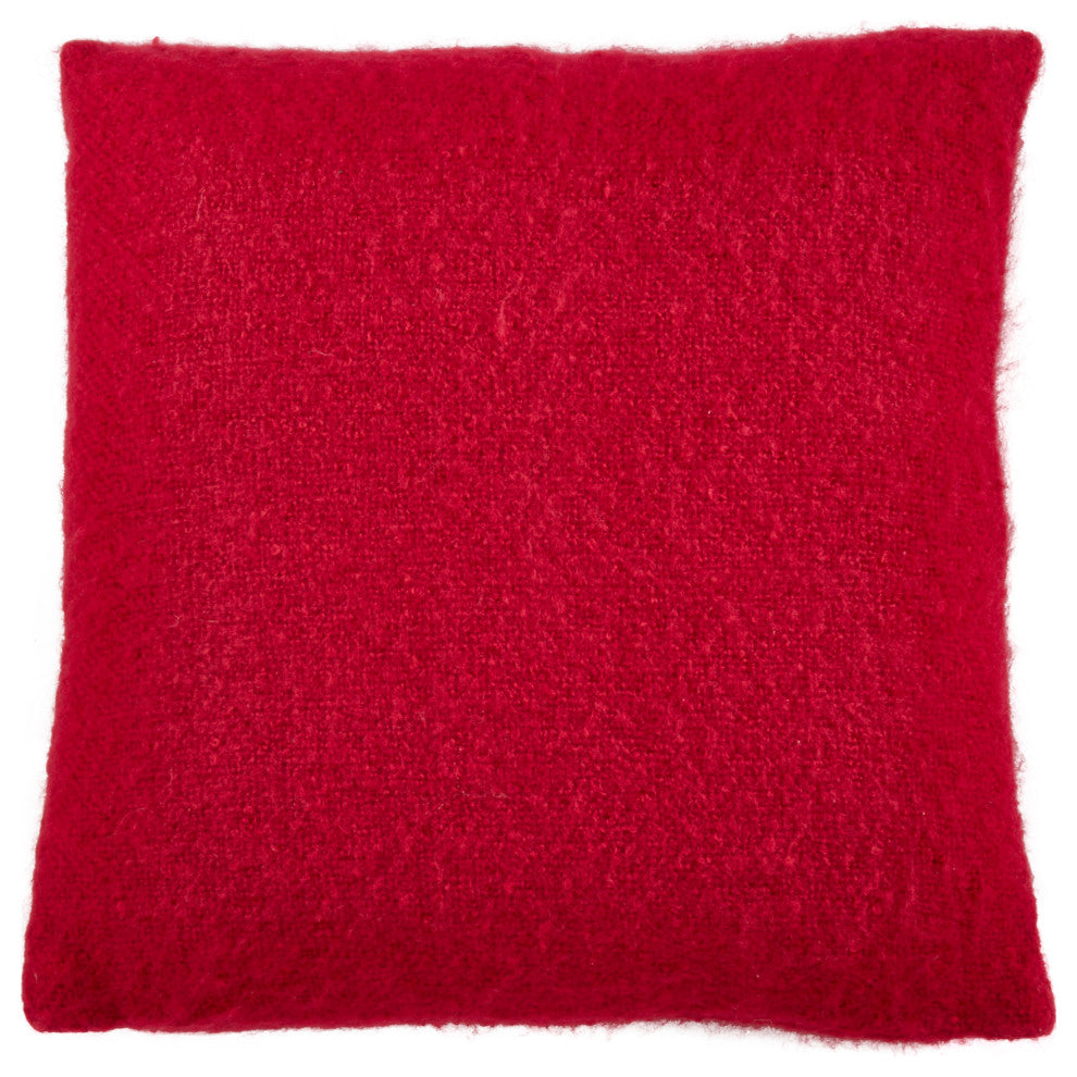 Faux Mohair Design Down Filled Throw Pillow, 22"x22", Red