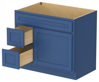 Vanity Art Vanity Base Cabinet, No Top, Drawers on Left, 36", Blue