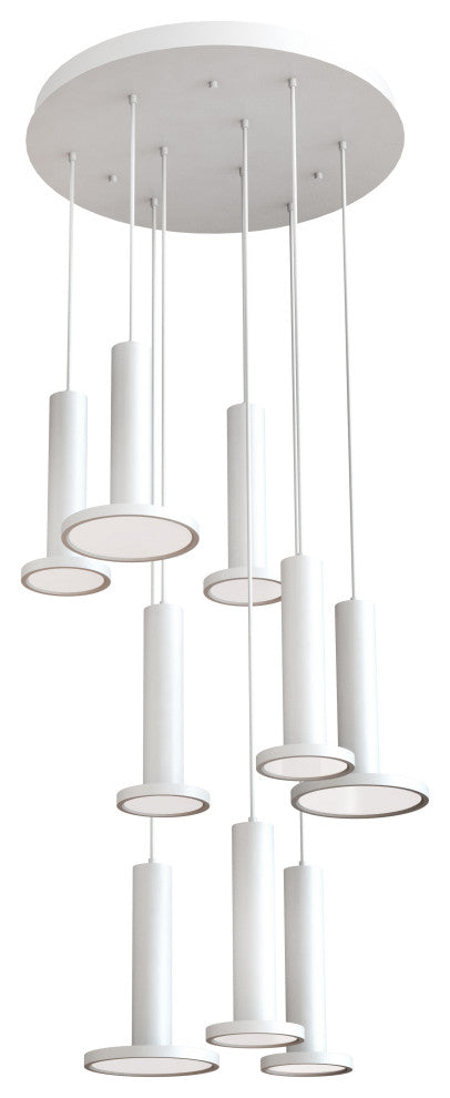 Luna Nonuple LED Pendant 120V, White