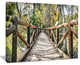 "Wooden Bridge in Forest" Wooden Sea Bridge Canvas Wall Art, 20"x12"