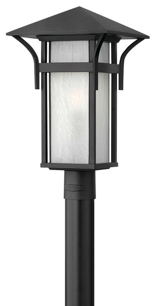 Harbor Outdoor Post/Pier Mount, Satin Black With Etched Seedy Bound Glass