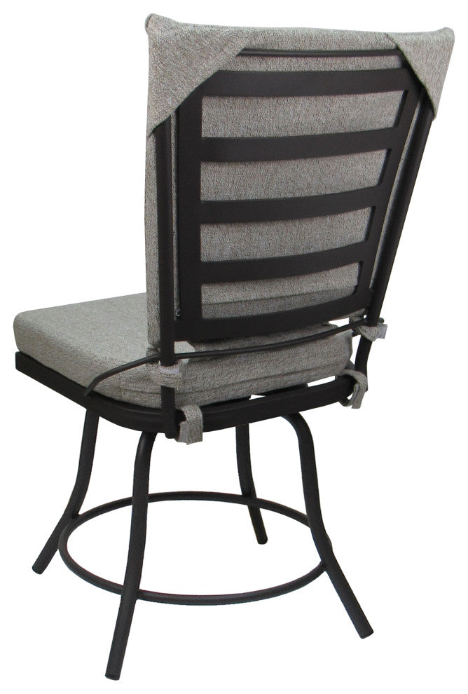 Outdoor/Indoor Patio Dinette Swivel Jamey Chair Without Arms, White Linen Gray