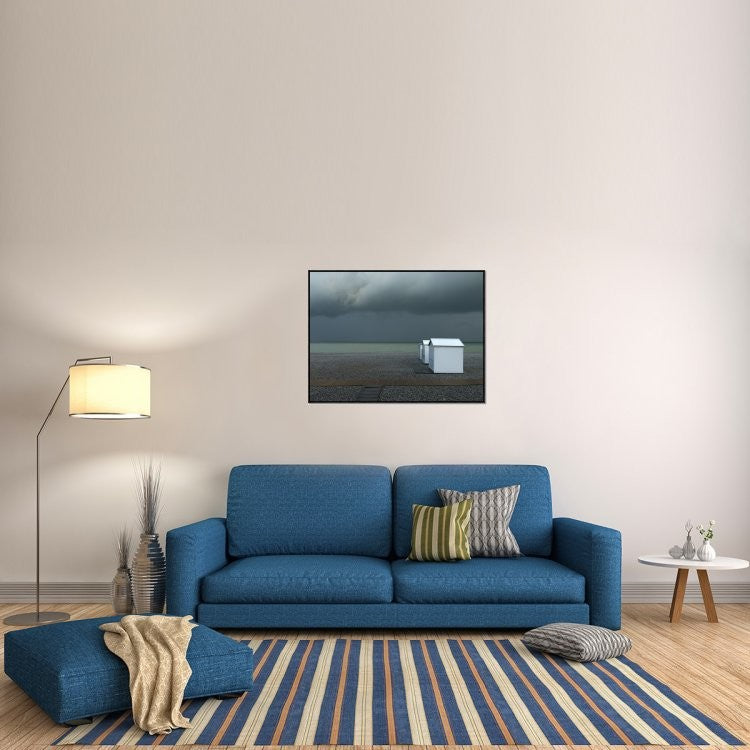 "Beachhouses" Framed Canvas Giclee by Elisabeth Wehrmann, 41x31"