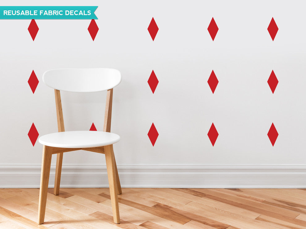 Diamond Fabric Wall Decals, Set of 16, Red