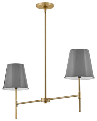 Lark 83445 Blake 2 Light 36"W Linear Chandelier - Lacquered Brass / French Gray