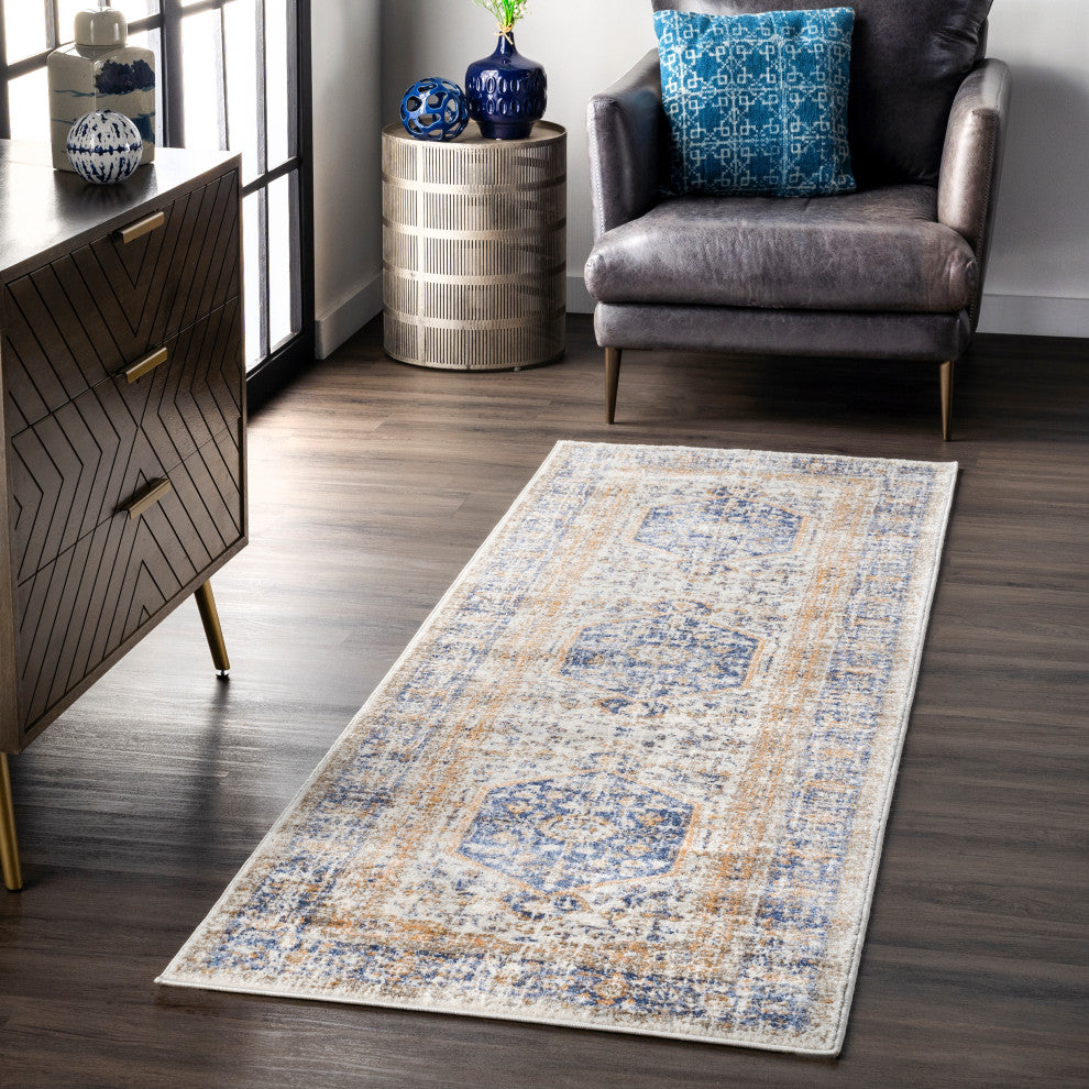 Nuloom Vintage Jacquie Floral Traditional Area Rug, Blue 2'8"x8'