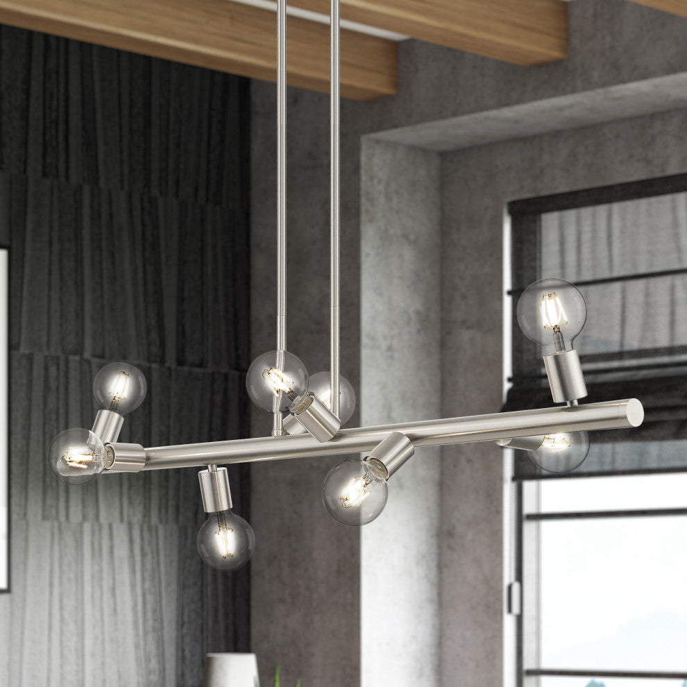 Livex Lighting Bannister 8-Light Brushed Nickel Large Chandelier