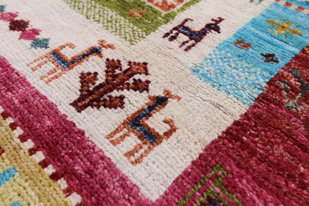 2' 9" X 4' 0" Persian Gabbeh Tribal Hand Knotted Rug Q10233