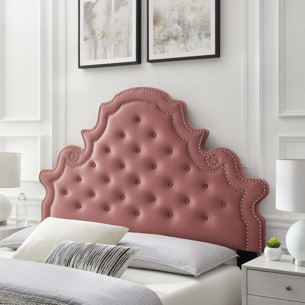 Diana Tufted Performance Velvet King/California King Headboard Dusty Rose