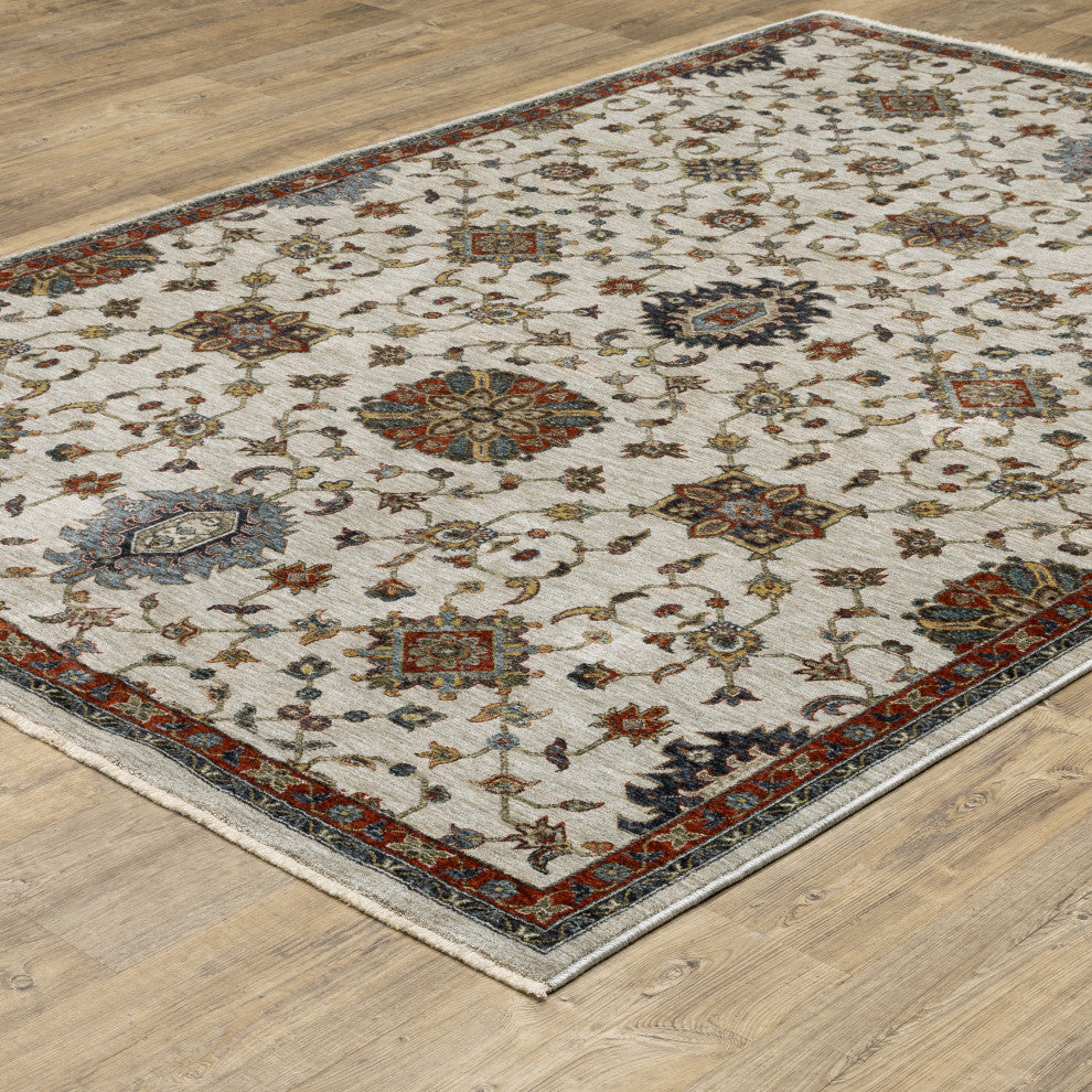 Augustus Persian Medallions Ivory/ Multi Indoor Area Rug, Ivory, 3'3"x5'