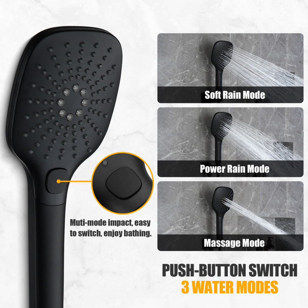 Multifunctional concealed large overhead spray luxury shower system, Matte Black