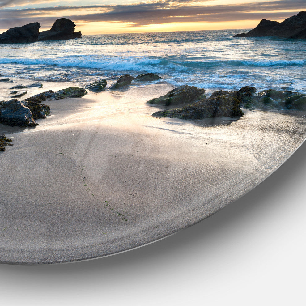 Designart 'Beautiful Porthcothan Bay' Seashore Metal Circle Wall Art, Disc of 23