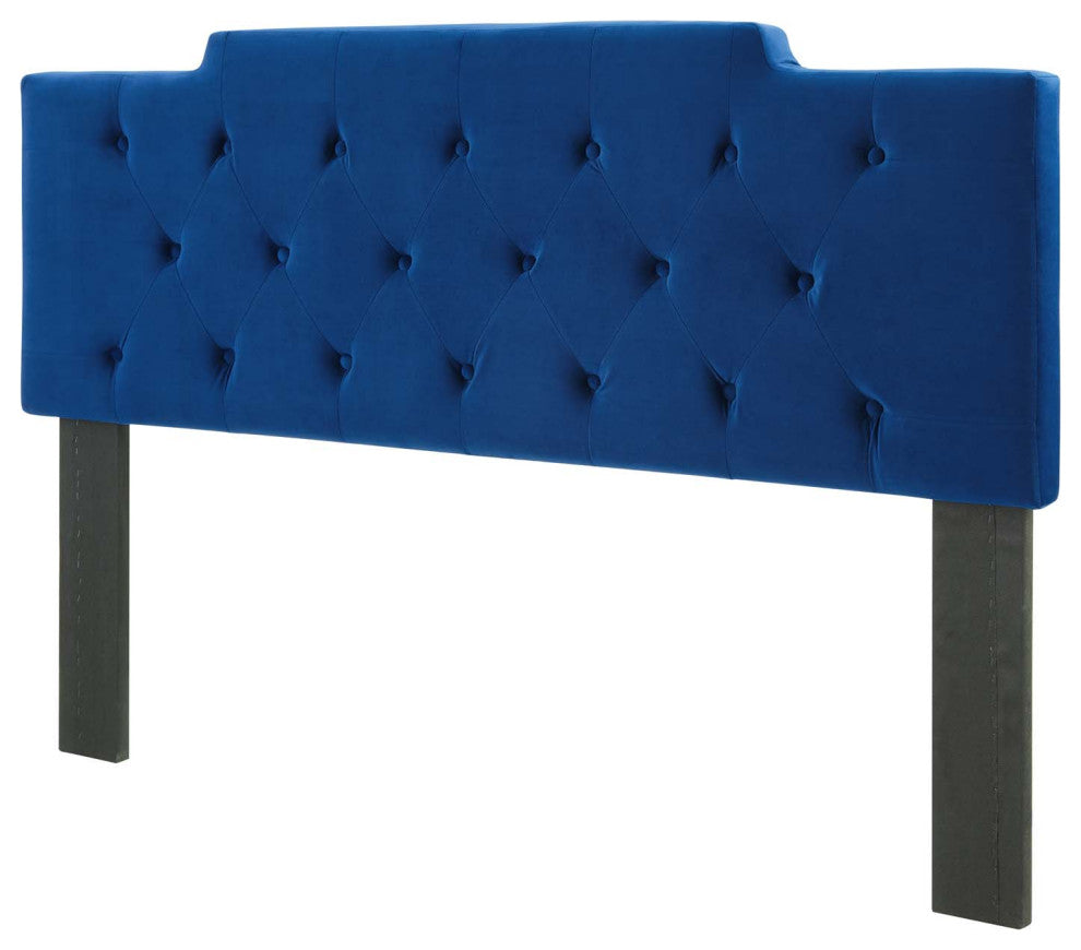 Tufted Headboard, King Size, Velvet, Blue Navy, Modern Contemporary, Bedroom