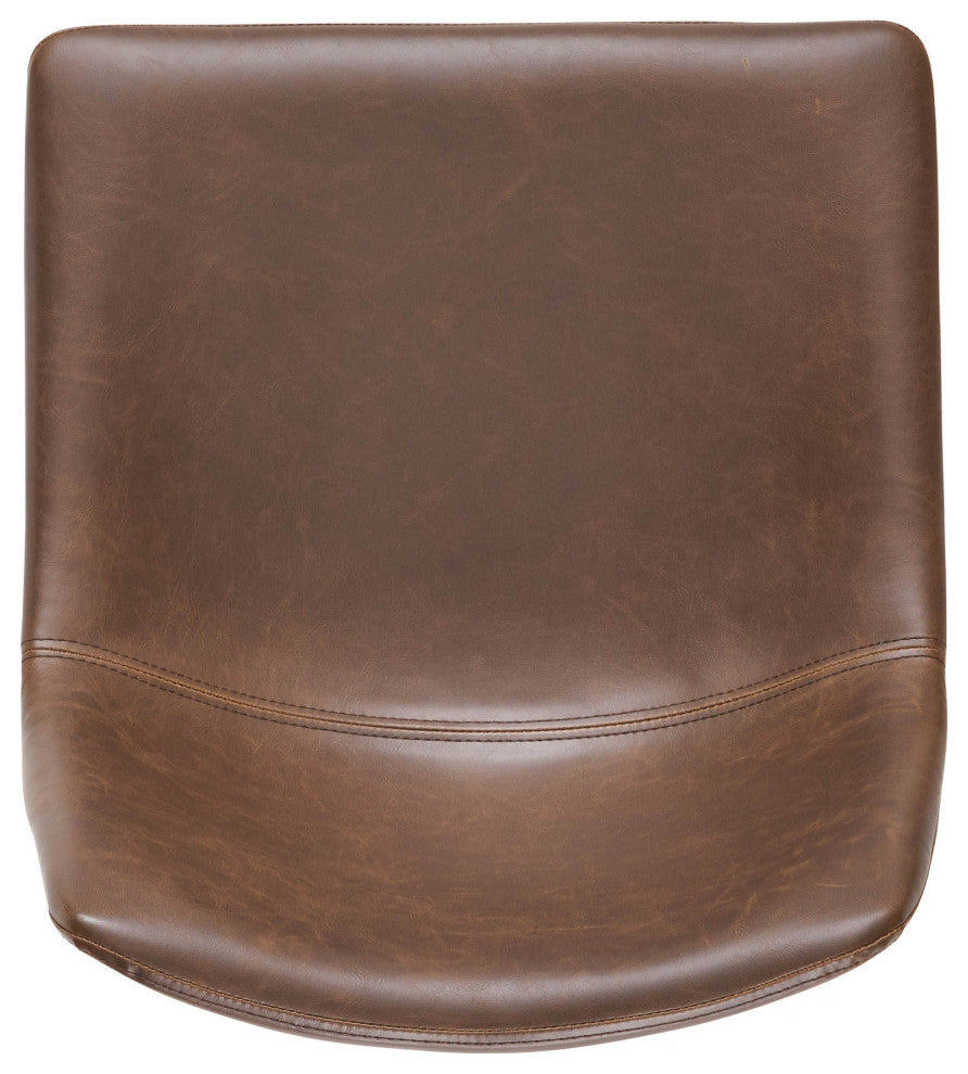 GDF Studio Central Vintage Brown Faux Leather Bar Stool, Set of 2, Brown, Pu
