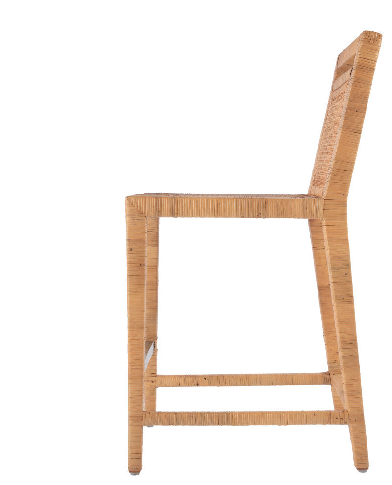 Brielle 24 in. Seat Height Rattan Woven Counter Stool With Back